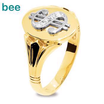 Bee Jewelry Men´s Diamond Ring - "Dollar Sign" For a real man